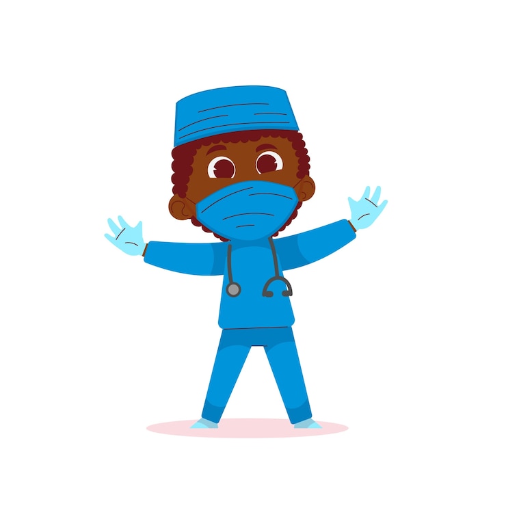 Vecteur gratuit illustration de dessin animé de chirurgien dessinée à la main