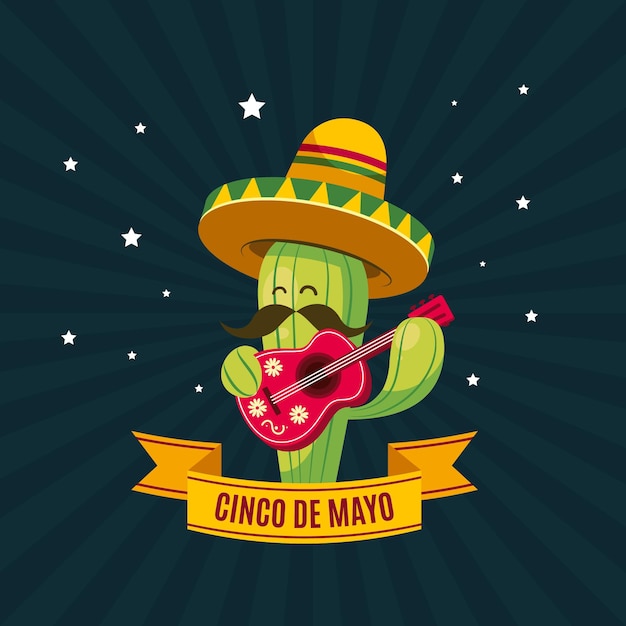 Vecteur gratuit illustration de dessin animé cinco de mayo