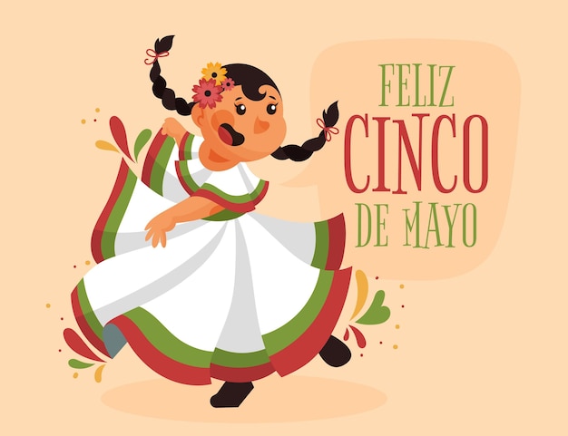 Vecteur gratuit illustration de dessin animé cinco de mayo