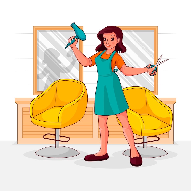Vecteur gratuit illustration de dessin animé de coiffeur dessinée à la main