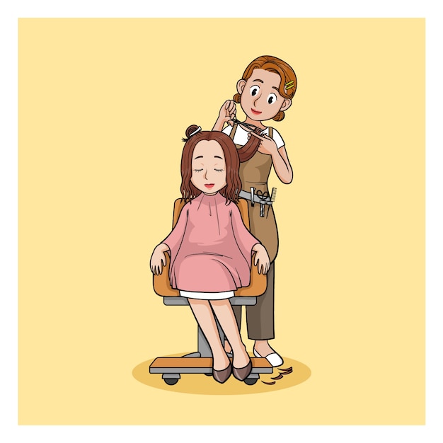 Illustration De Dessin Animé De Coiffeur Dessinée à La Main