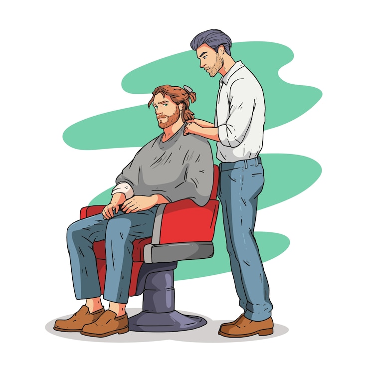 Vecteur gratuit illustration de dessin animé de coiffeur dessinée à la main