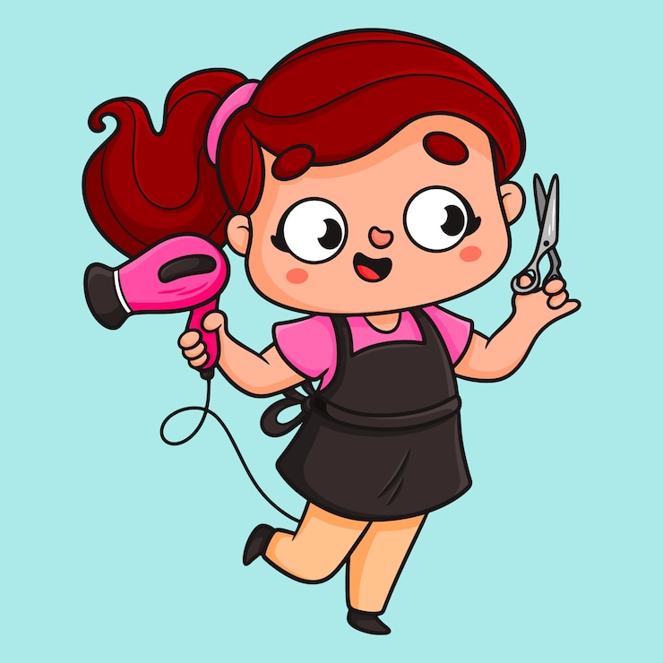 Vecteur gratuit illustration de dessin animé de coiffeur dessinée à la main