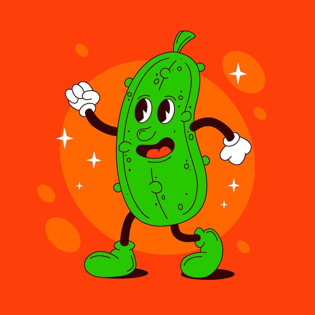 Illustration de dessin animé de cornichon dessiné à la main