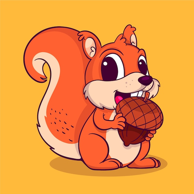 Illustration de dessin animé d'écureuil dessinée à la main