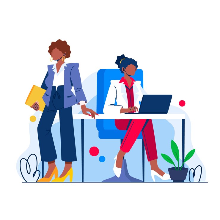 Vecteur gratuit illustration de dessin animé de femme d'affaires afro-américaine dessinée à la main