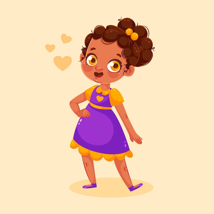 Vecteur gratuit illustration de dessin animé fille noire