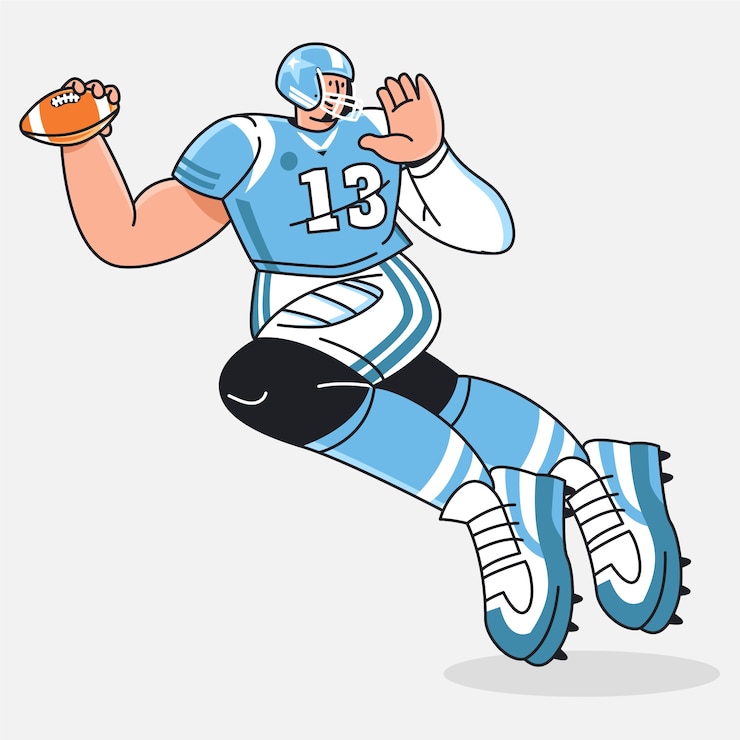 Vecteur gratuit illustration de dessin animé de football américain dessiné à la main