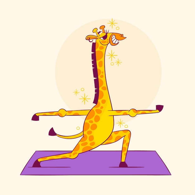 Vecteur gratuit illustration de dessin animé de girafe dessiné à la main