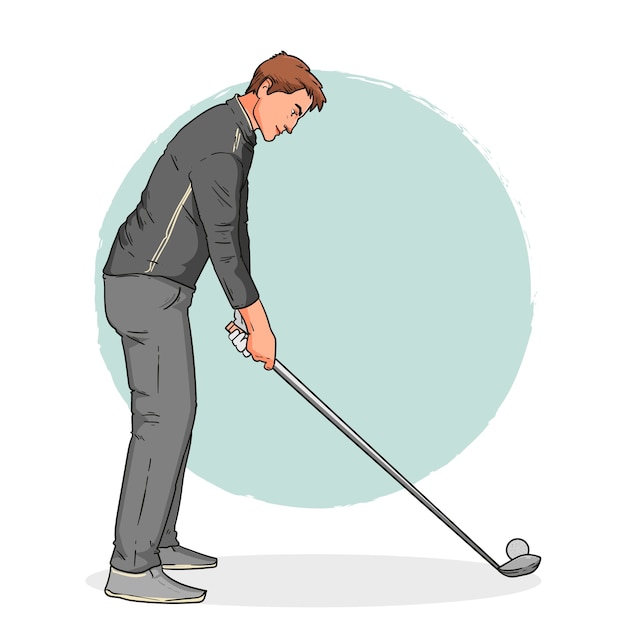 Vecteur gratuit illustration de dessin animé de golf dessiné à la main
