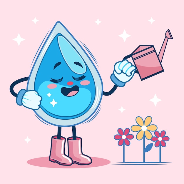 Vecteur gratuit illustration de dessin animé goutte d'eau dessinée à la main