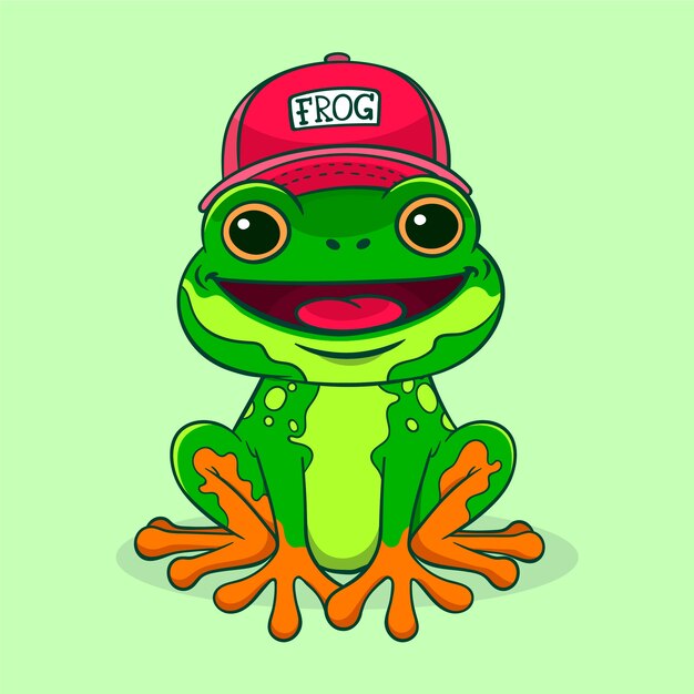 Illustration de dessin animé de grenouille dessinée à la main