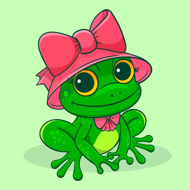 Illustration de dessin animé de grenouille dessinée à la main