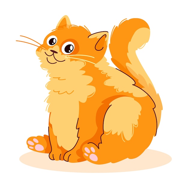 Illustration de dessin animé de gros chat dessiné à la main