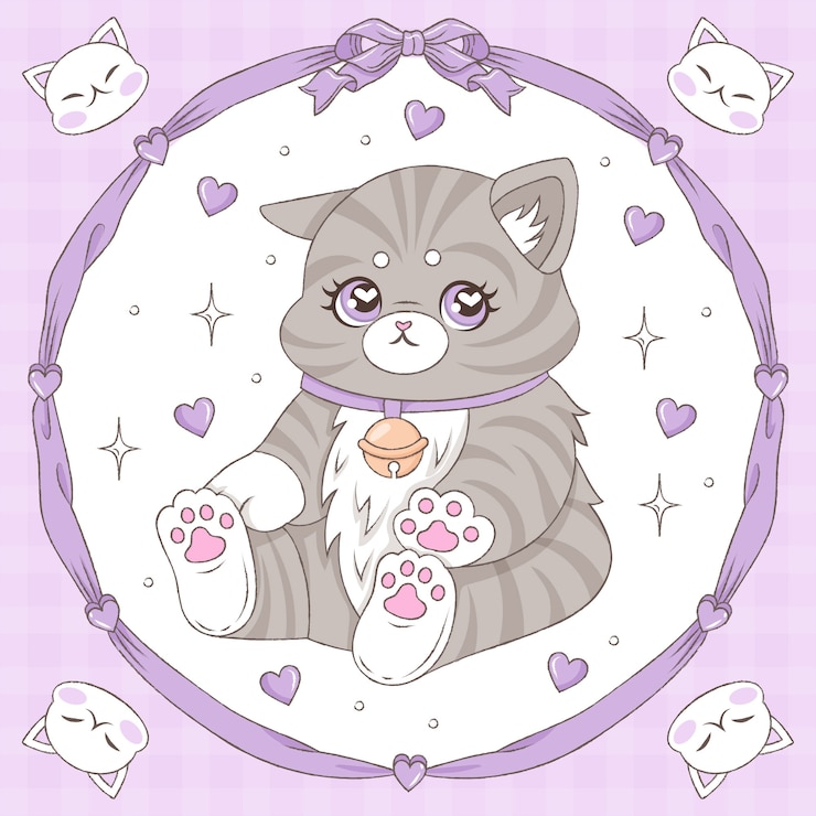 Vecteur gratuit illustration de dessin animé de gros chat dessiné à la main