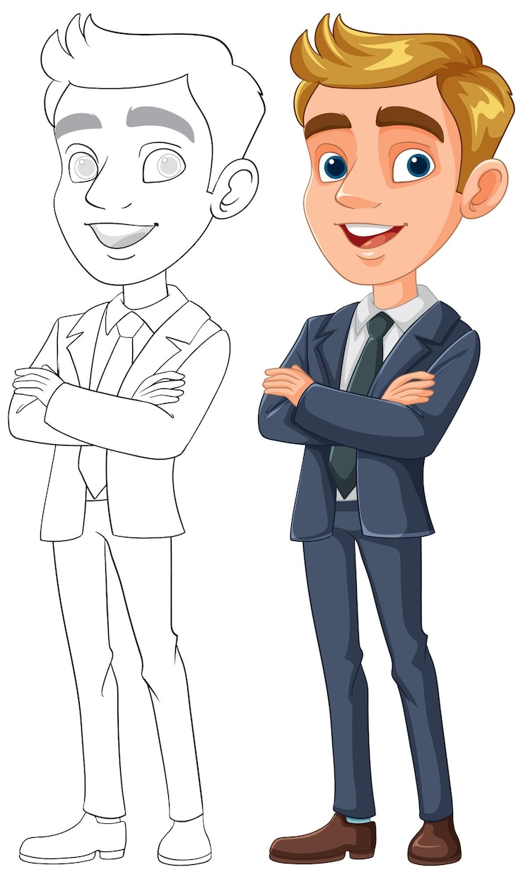 Vecteur gratuit illustration de dessin animé d'un homme d'affaires confiant
