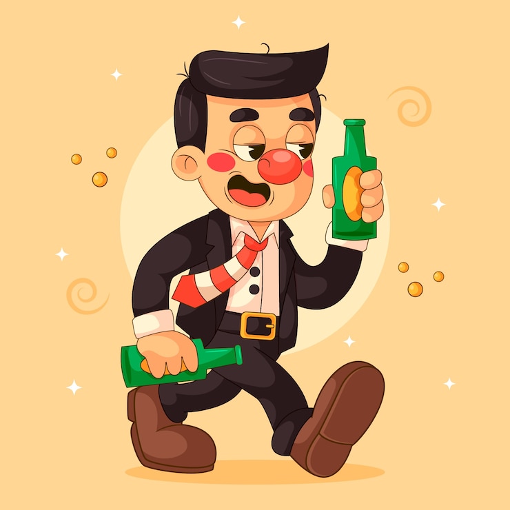 Vecteur gratuit illustration de dessin animé d'un ivrogne dessiné à la main