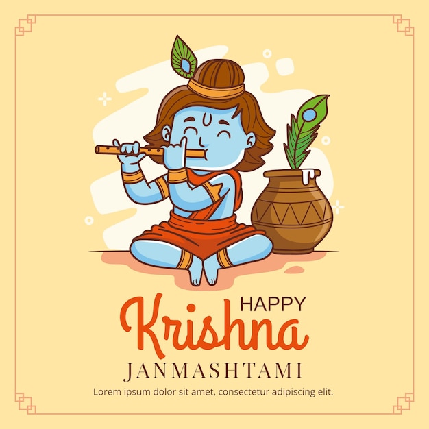 Illustration De Dessin Animé Krishna Janmashtami