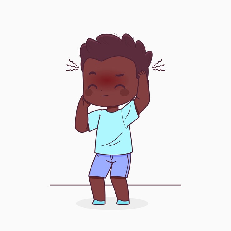 Vecteur gratuit illustration de dessin animé de mal de tête dessinée à la main
