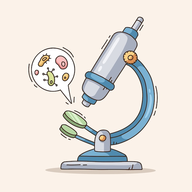 Vecteur gratuit illustration de dessin animé de microscope dessiné à la main