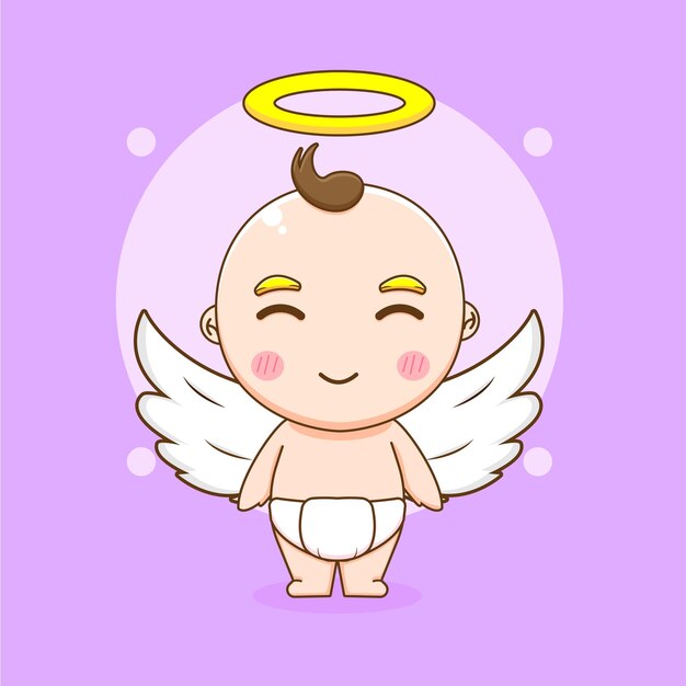 Dessin Anime Mignon Deux Anges Garcon Et Fille Sur La Lune Avec De Belles Fleurs Vecteur Premium