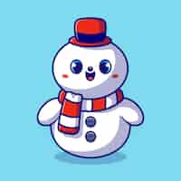 Vecteur gratuit illustration de dessin animé mignon bonhomme de neige