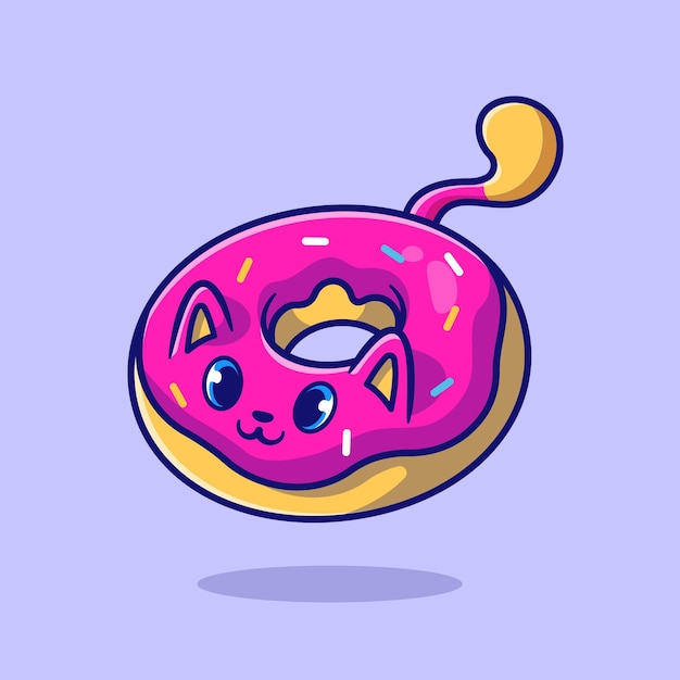 Vecteur gratuit illustration de dessin animé mignon chat donut