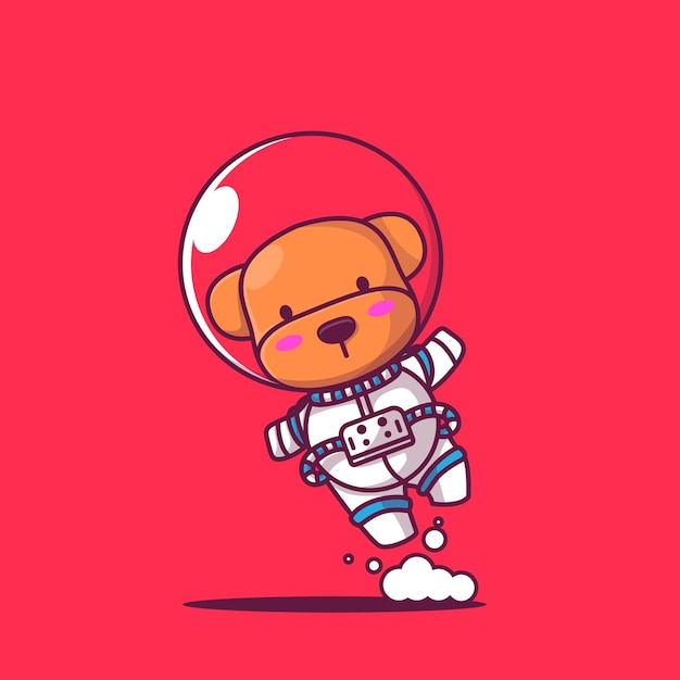 Illustration de dessin animé mignon chiot astronaute icône