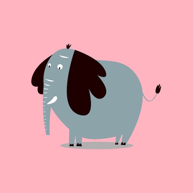 Vecteur gratuit illustration de dessin animé mignon éléphant sauvage