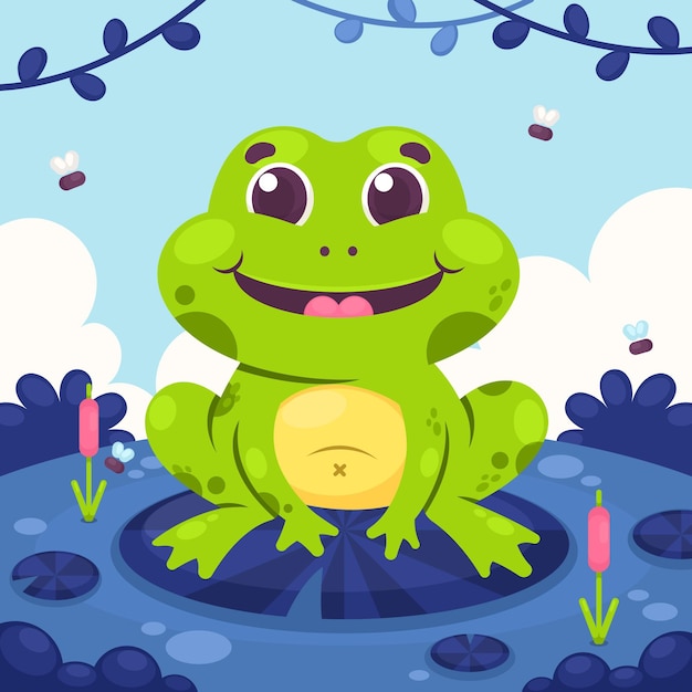 Illustration De Dessin Animé Mignon Grenouille