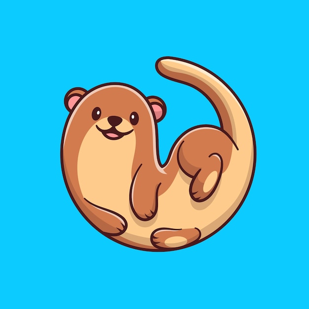 Illustration De Dessin Animé Mignon De Loutre. Concept De Nature Animale Isolé. Style de dessin animé plat