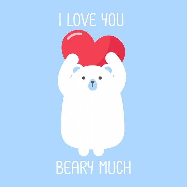 Illustration De Dessin Anime Mignon Ours Avec Citation De Jeu De Mots Vecteur Premium
