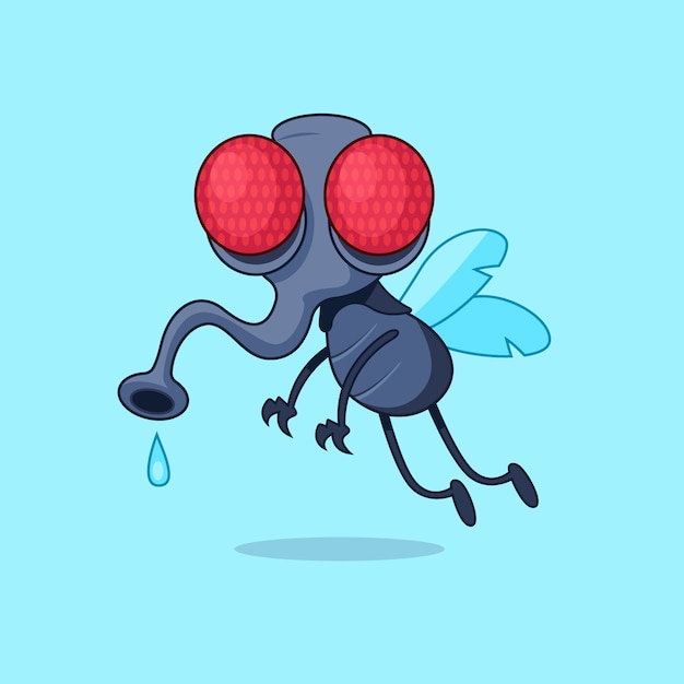 Vecteur gratuit illustration de dessin animé de mouche dessinée à la main
