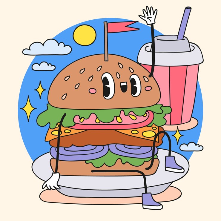 Vecteur gratuit illustration de dessin animé de nourriture dessinée à la main