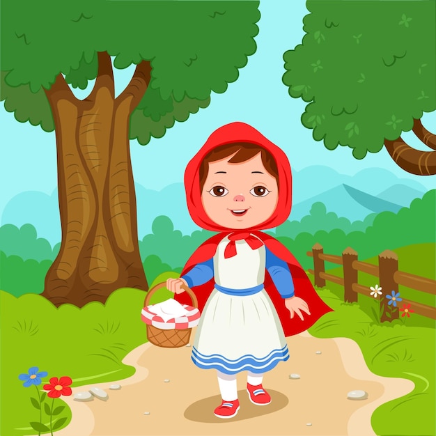 Vecteur gratuit illustration de dessin animé petit chaperon rouge