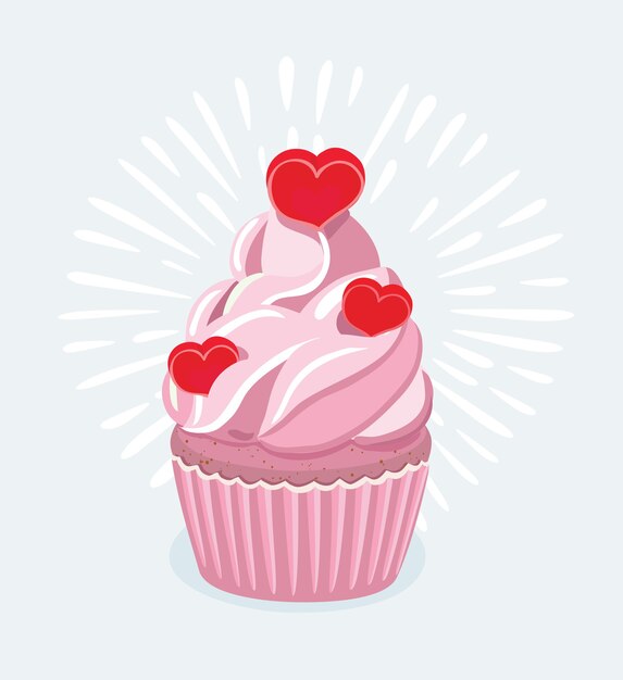 Illustration De Dessin Anime De Petit Gateau Decore Avec Un Choix De Gateau En Forme De Coeur Vecteur Premium