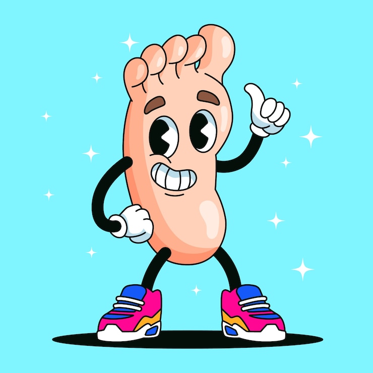 Vecteur gratuit illustration de dessin animé de pied dessiné à la main