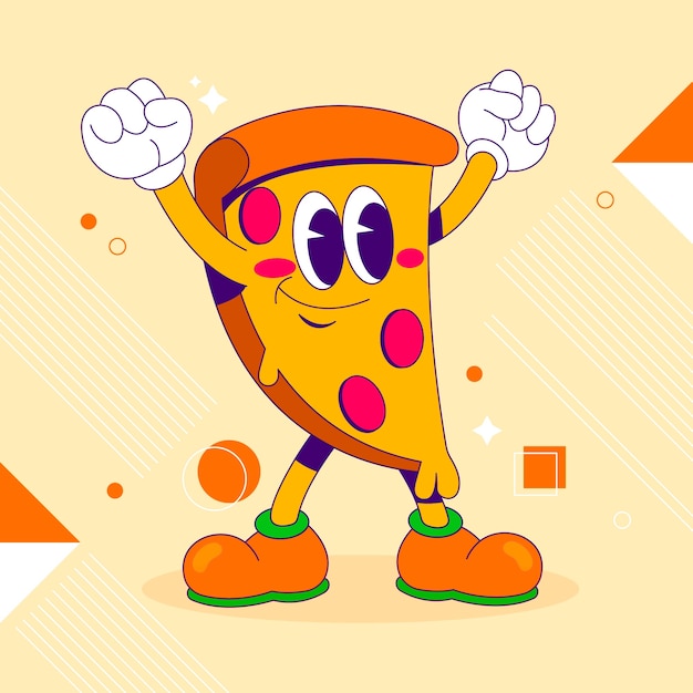 Vecteur gratuit illustration de dessin animé de pizza dessinée à la main