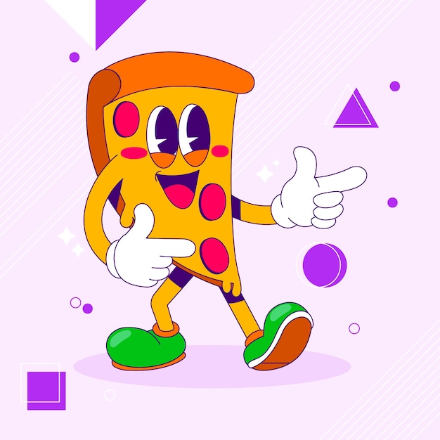 Vecteur gratuit illustration de dessin animé de pizza dessinée à la main