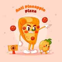 Vecteur gratuit illustration de dessin animé de pizza dessinée à la main