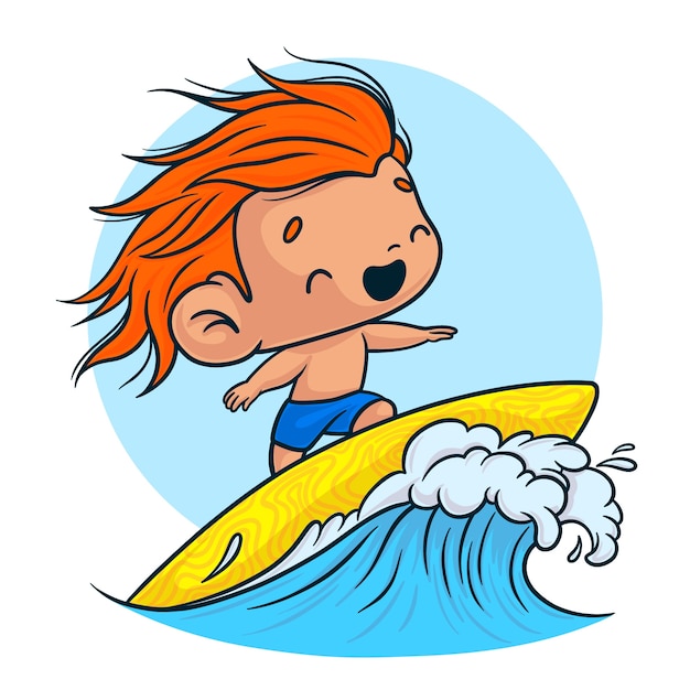 Vecteur gratuit illustration de dessin animé de planche de surf dessiné à la main