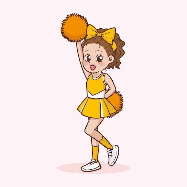 Vecteur gratuit illustration de dessin animé de pom-pom girls dessinée à la main