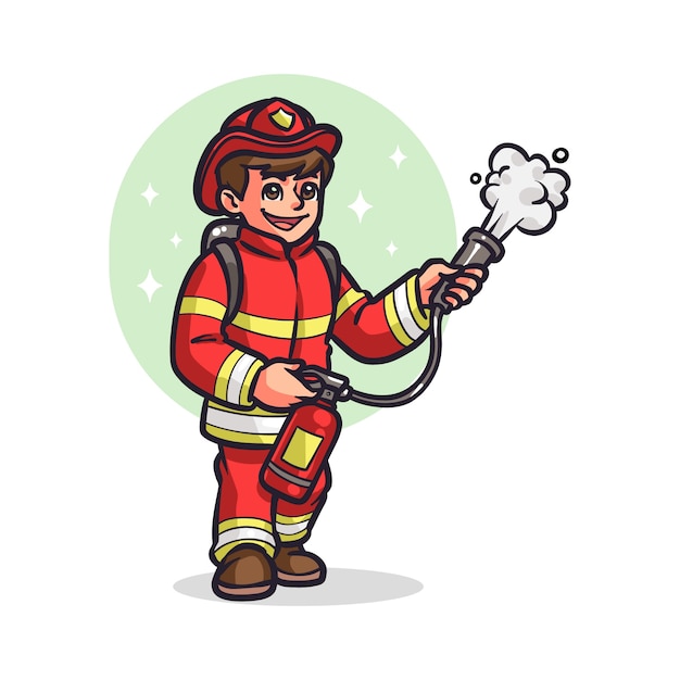 Illustration de dessin animé de pompier dessinée à la main