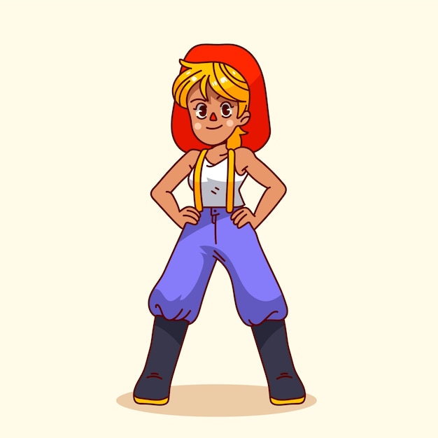 Illustration de dessin animé de pompier dessinée à la main