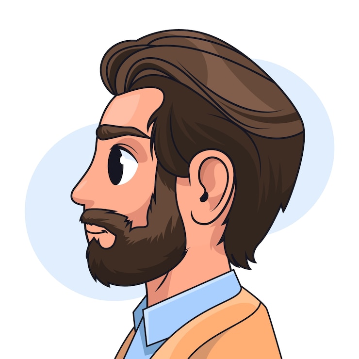 Vecteur gratuit illustration de dessin animé de profil latéral dessiné à la main