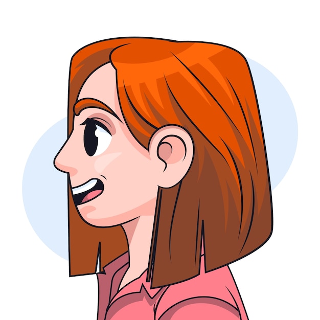 Illustration de dessin animé de profil latéral dessiné à la main