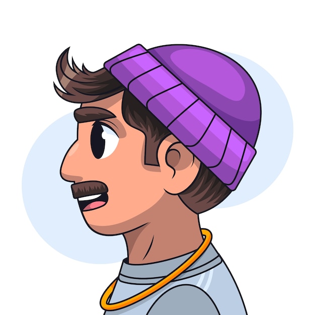 Illustration de dessin animé de profil latéral dessiné à la main