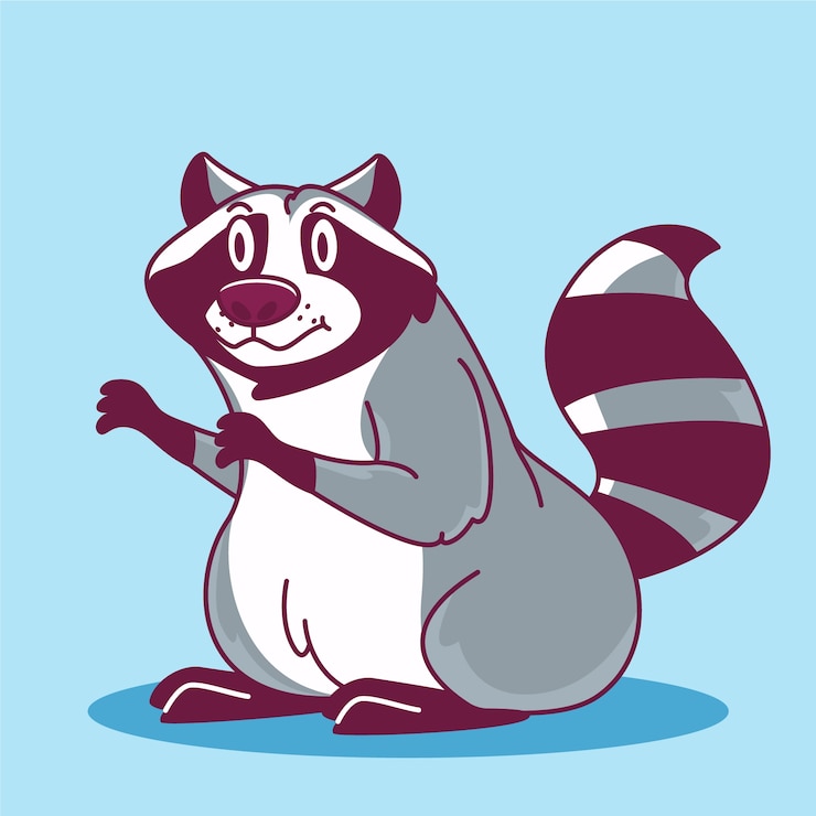 Vecteur gratuit illustration de dessin animé de raton laveur dessiné à la main