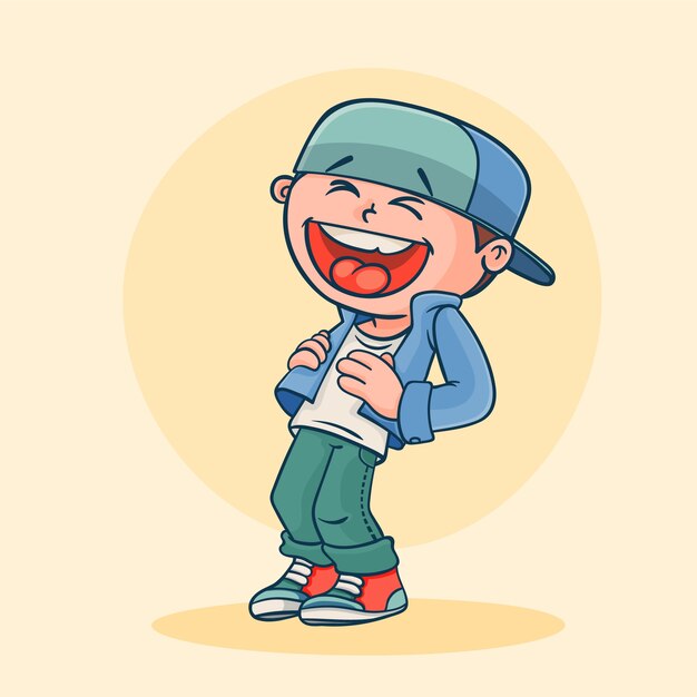Illustration de dessin animé de rire dessiné à la main