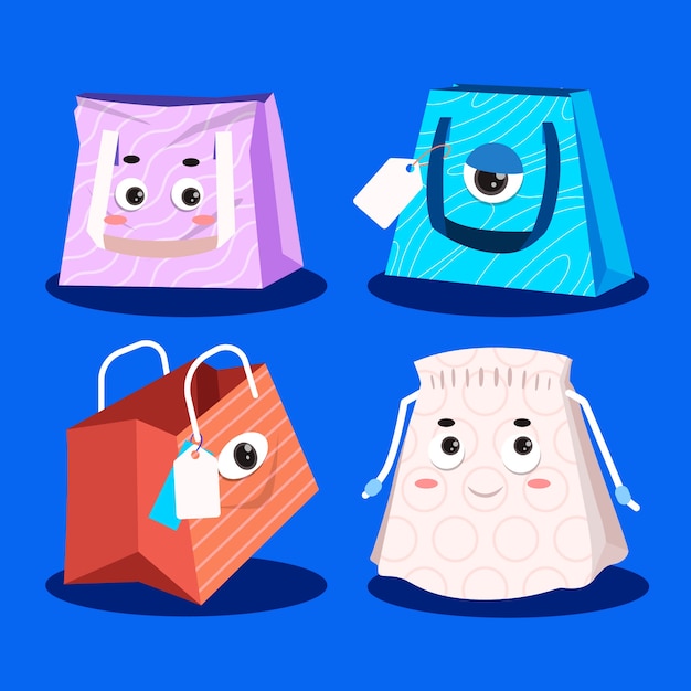 Vecteur gratuit illustration de dessin animé de sac d'achat dessinée à la main